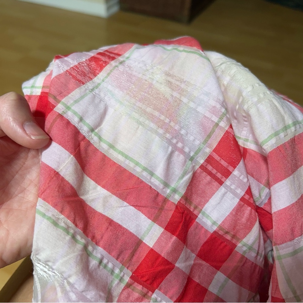 Ganni Red and White Seersucker Checkered Maxi Dress Size 40 - Picture 10 of 15